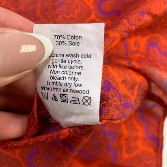 J.Crew The Perfect Shirt Women’s XS Red Purple Print Cotton Silk Blend Workwear - Picture 11 of 16